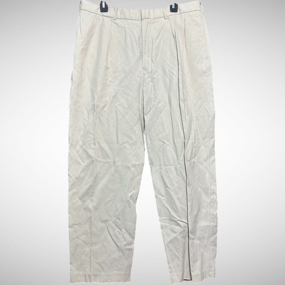 Polo Ralph Lauren pants Men's 36 X 30 linen silk Solid beige chino flat front